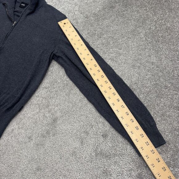Boss Hugo Boss Full Zip Cardigan Sweater Mens Small Charcoal Gray Mock Cotton - Picture 12 of 15